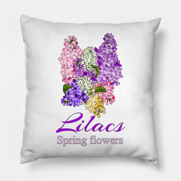 Vintage Lilac-Spring Flowers Lilacs-Flower shirt-Gifts with printed flowers Pillow by KrasiStaleva