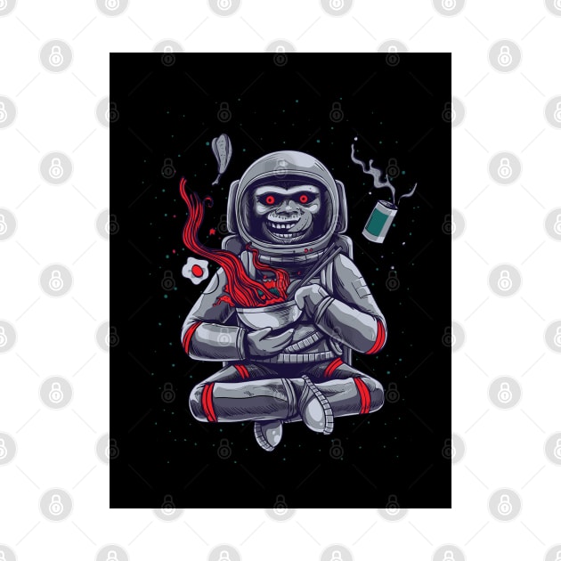 Astronaut Monkey Eating Pho by kriitiika