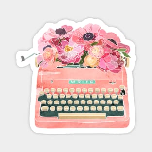 Typewriter with Flowers Magnet