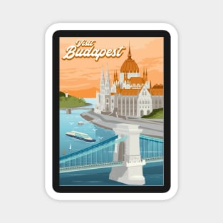 Travel Poster Budapest Hungary Danube Magnet