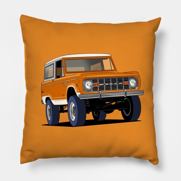 1970 Ford Bronco Ranger 4x4 Truck Pillow by Webazoot