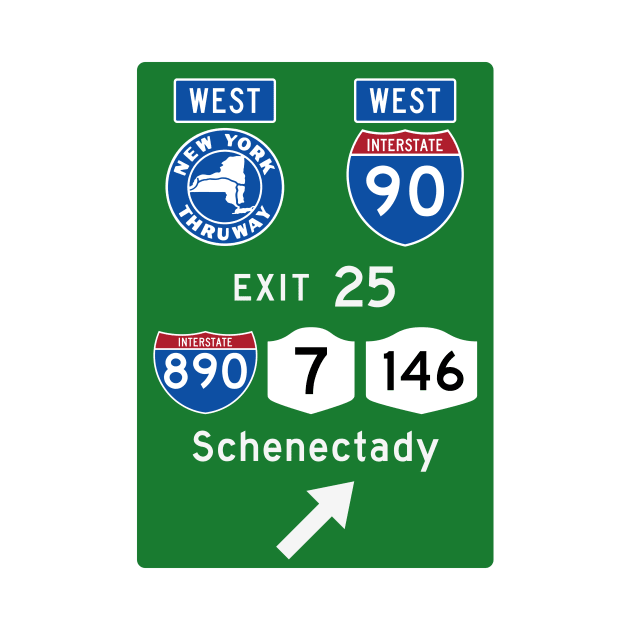 New York Thruway Westbound Exit 25: Schenectady I-890 NY Rte 7, 146 by MotiviTees