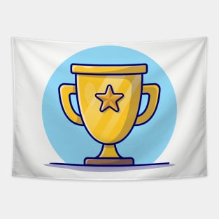 Gold Trophy Cartoon Vector Icon Illustration Tapestry