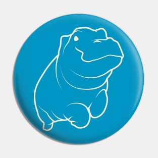 Aesthetic Lineart Cute Hippopotamus Pin