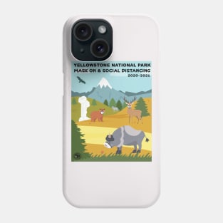 Mak On and Social Distance at Yellowstone National Park - illustration - square Phone Case