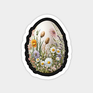 Floral Garden Botanical Print with wild flowers Easter Egg Magnet