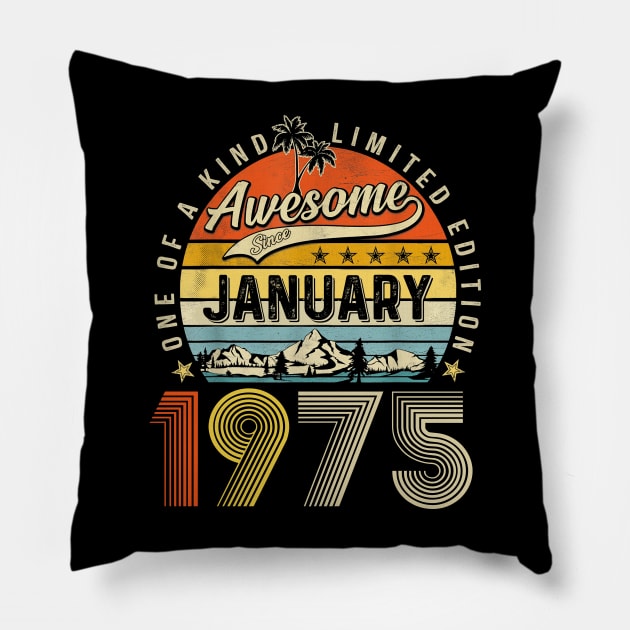 Awesome Since January 1975 Vintage 48th Birthday Pillow by Tagliarini Kristi