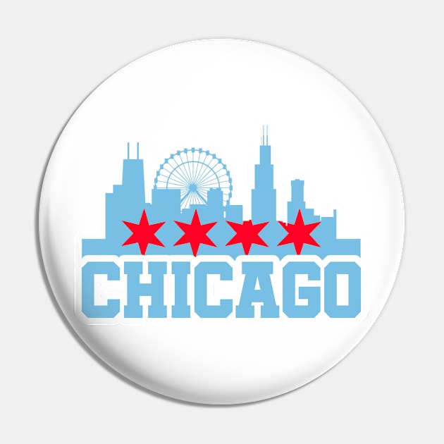 Chicago Skyline Flag Colors Pin by AR DESIGN