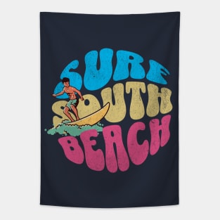 Surf South Beach Miami Florida Vintage Surfboard Surfing Tapestry