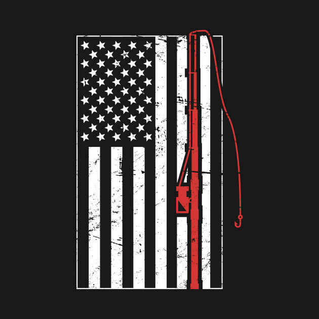 Download American Flag & Fishing Pole - Fishing - T-Shirt | TeePublic