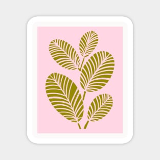 Tropical Plant Pink Green Botanical Magnet