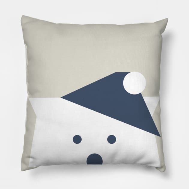Peek-a-Boo Bear on Warm Gray with Navy Hat Pillow by ABKS