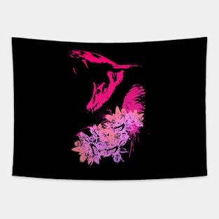 Cobra and Flowers - Pink Tapestry