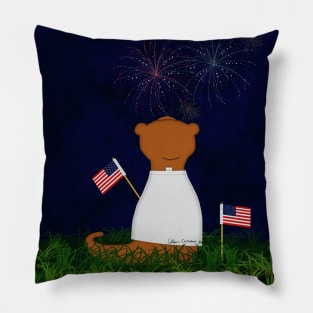 Oliver The Otter Watching Fireworks Pillow