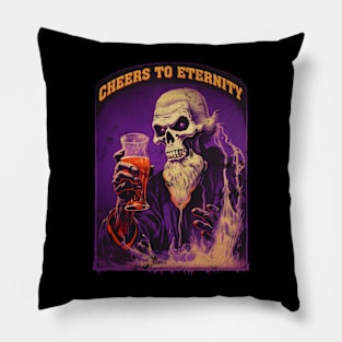 Cheers To Eternity - Retro Distressed Halloween Pillow