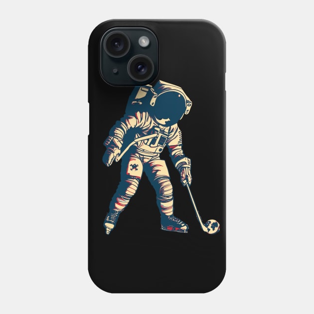 Astronaut Playing Ice Hockey Phone Case by DesignArchitect