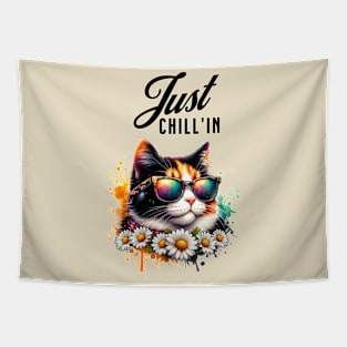 Just Chill Cat Vibe Tapestry