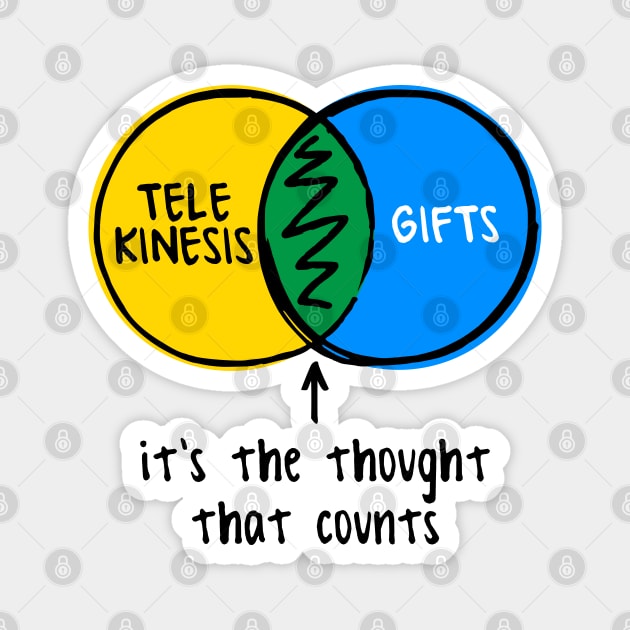 funny Venn diagram – it's the thought that counts (telekinesis and gifts) Magnet by LiveForever