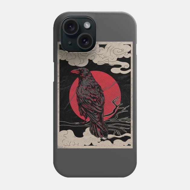 Norse Raven Red Moon Gothic Dark Night Pagan Occult Tattoo Phone Case by Blink_Imprints10