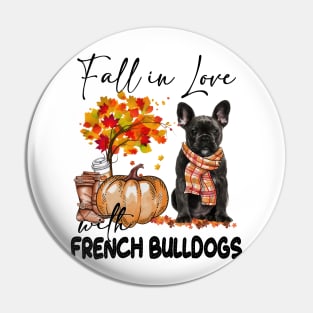 Fall In Love With Scarf Black French Bulldog Pin