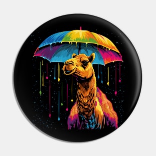 Camel Rainy Day With Umbrella Pin