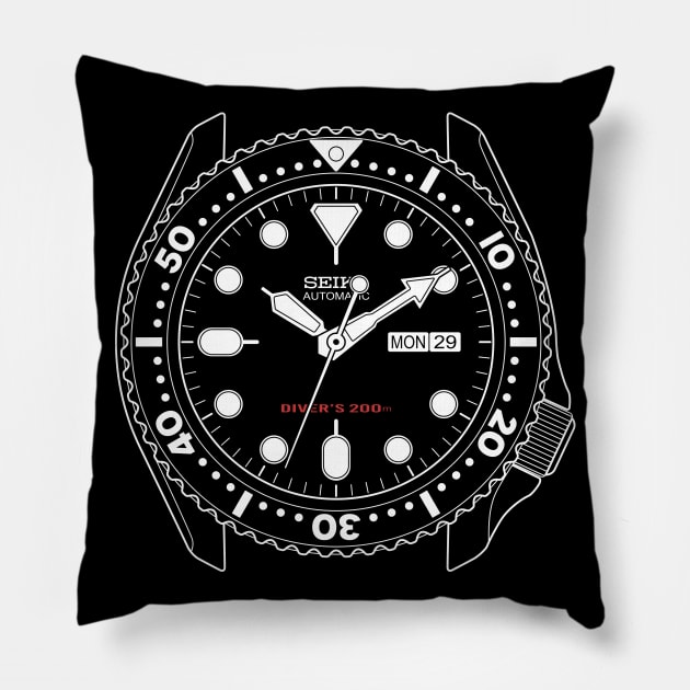 SEIKO SKX007 Pillow by HSDESIGNS