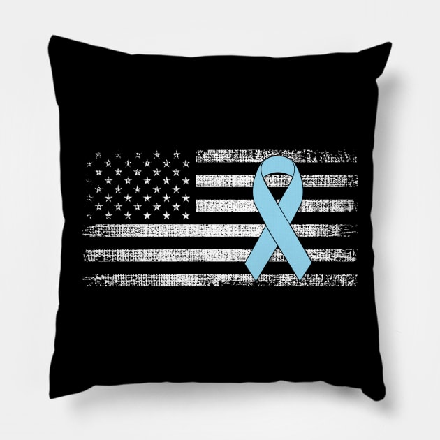 Prostate Cancer Awareness Classic American Flag Pillow by Gendon Design