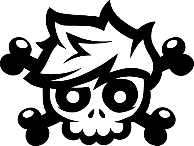 Black Skull and Crossbones Kids T-Shirt by Sketchy