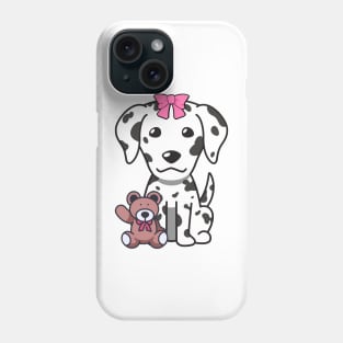 Cute dalmatian holds a teddy bear Phone Case