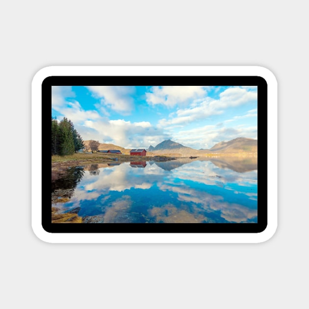 landscape on a small Norwegian island. The old fishing buildings. Norway Magnet by JohnKruger