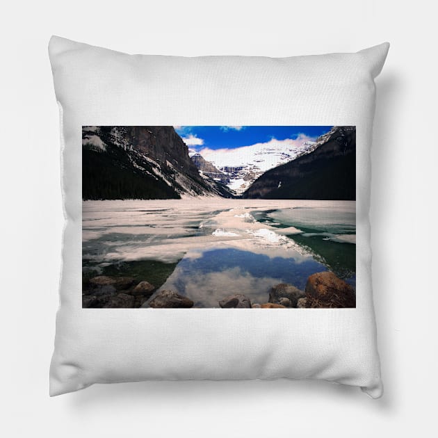 Lake Louise Victoria Glacier Alberta Canada Pillow by AndyEvansPhotos