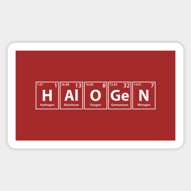 Halogen Elements Spelling Halogen Sticker Teepublic