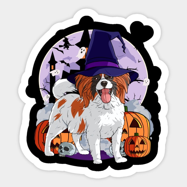 Cute halloween dog with pumpkins and witch hat | Sticker