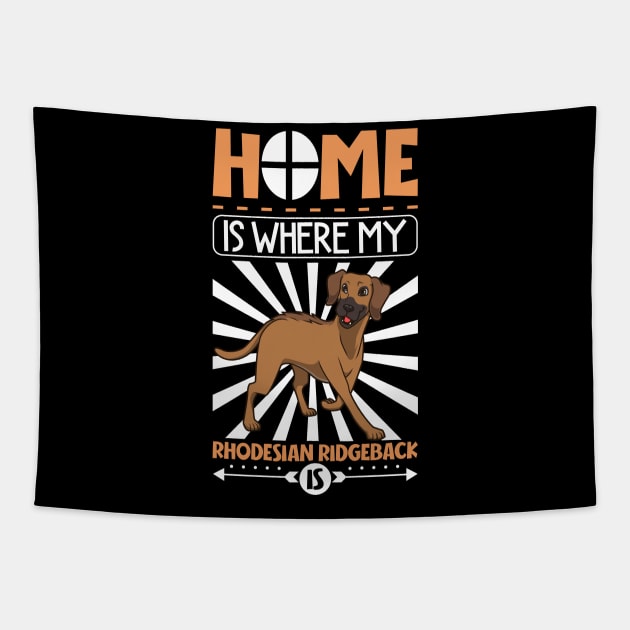 Home is where my Rhodesian Ridgeback is Tapestry by Modern Medieval Design