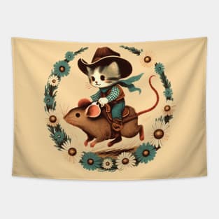 Western Cowboy Cat Tapestry