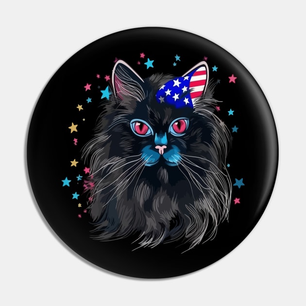 Patriotic Persian Cat Pin by JH Mart