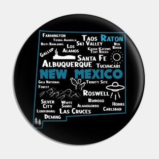 Cute map of Raton New Mexico Albuquerque Map Santa Fe Los Alamos, Taos,Roswell Las Cruces Deming Carlsbad Silver City Pin