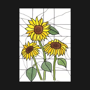 Sunflowers Stained Glass Style T-Shirt