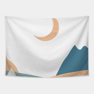 Landscape Art - Mountains Hiking - Sunset Adventure - Blue Lagoon - Seaside Art - Sunrise Mountains Tapestry