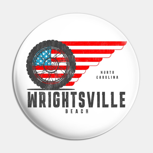 Wrightsville Beach, NC Vacationing Patriotic Wheel Pin by Contentarama