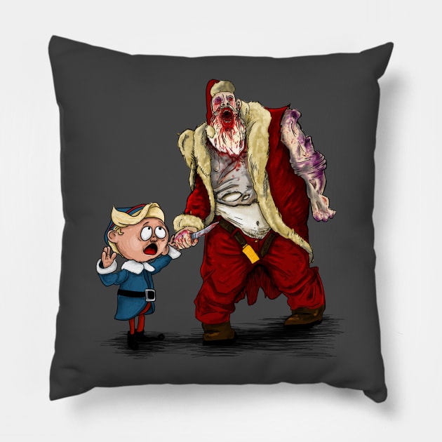 Zombie Santa Christmas Pillow by Harley Warren