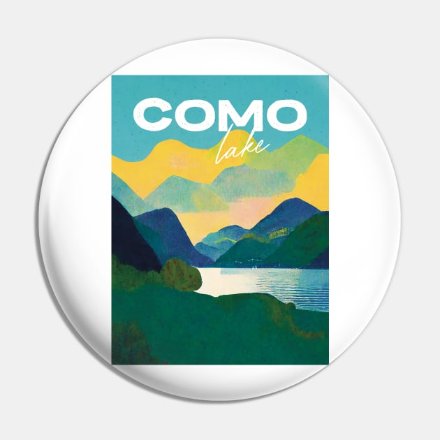 Lake Como Old Travel Poster Retro Wall Art Illustration Pin by BetterManufaktur