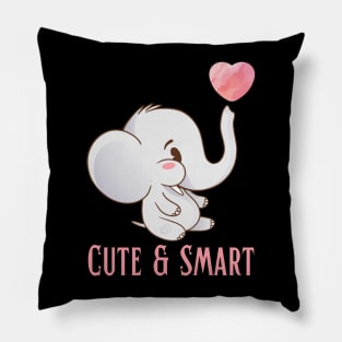 Cute and Smart Cookie Sweet little elephant heart cute bright kids and animals Pillow