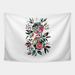 Reddish Watercolor Roses Tapestry