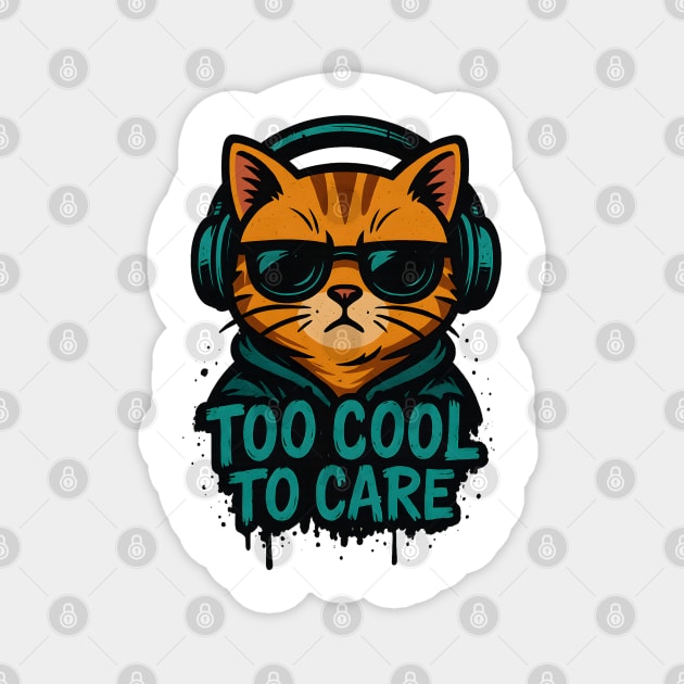 Too Cool to Care Magnet by meowsterpaws