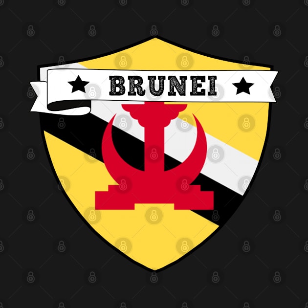 BRUNEI COUNTRY SHIELD, MINIMALIST BRUNEI FLAG, I LOVE BRUNEI by Just Simple and Awesome