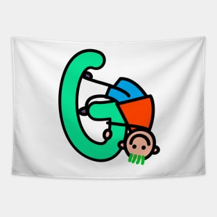 Letter G for Boys alphabet Kids Colorful Cartoon Character Tapestry