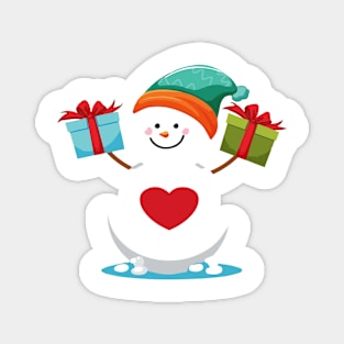 Christmas snowman holding gifts Magnet