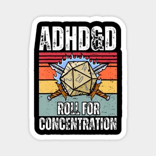 Retro Vintage ADHDD Roll For Concentration Funny Gamer Magnet