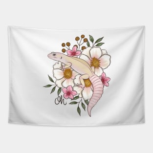 Leopard Gecko Murphy's Patternless with Florals Tapestry
